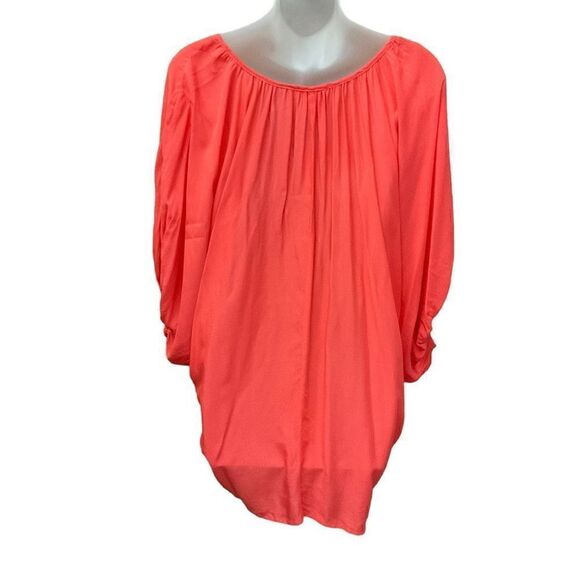 Akualani Blouse Swimsuit Coverup Coral Orange Embroidery Oversized Women Large - Picture 2 of 10